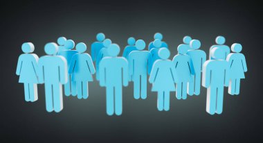 Beyaz ve mavi grup insanların simgesi 3B oluşturma