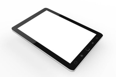Beyaz arka planda 3d render modern dijital siyah tablet
