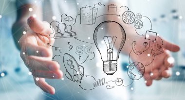 El yazması proje sunumu ile onun han tutan işadamı