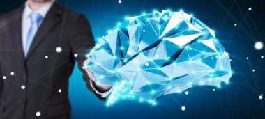 Dijital röntgen insan beyni parmağıyla 3 dokunmadan işadamı