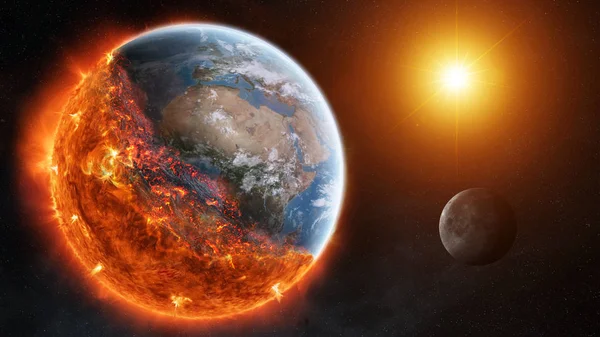 El fin del planeta Tierra 3D elementos de representación de este furn imagen — Foto de Stock