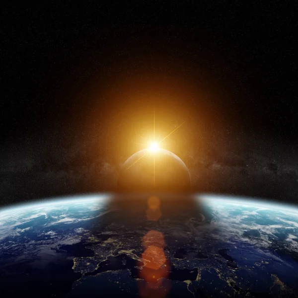 地球上の日食地球の 3 d レンダリング要素 — ストック写真