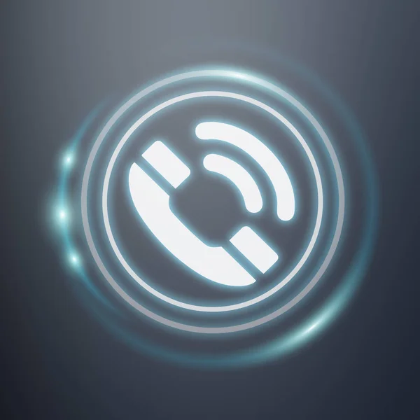 Vit och glödande blå telefon ikonen 3d-rendering — Stockfoto