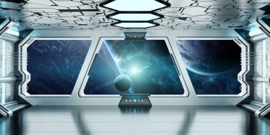 Uzay gemisi iç uzak sistem 3d render Manzaralı