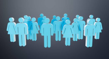 Beyaz ve mavi grup insanların simgesi 3B oluşturma
