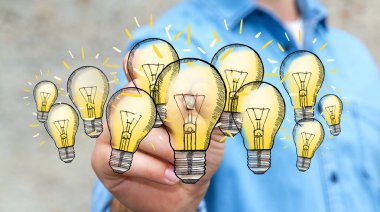 Bir ampul kalemle çizim işadamı