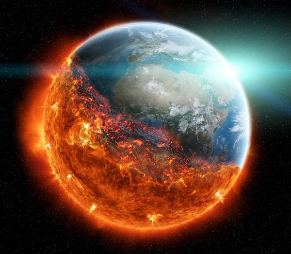 Het einde van de planeet aarde 3d weergave-elementen van deze afbeelding furn — Stockfoto
