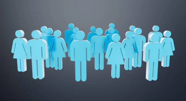Grupo blanco y azul de personas icono de representación 3D —  Fotos de Stock