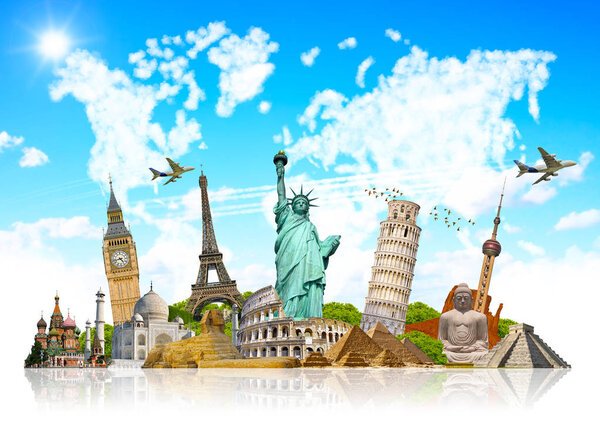 Famous landmarks of the world connected to each other