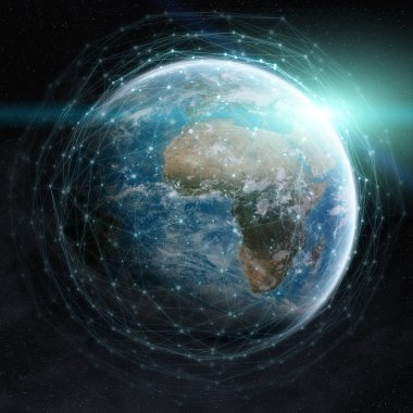 Veri değişimi ve küresel ağ üzerinden dünya 3d render