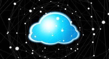 Mavi ve beyaz dijital bulut 3d render