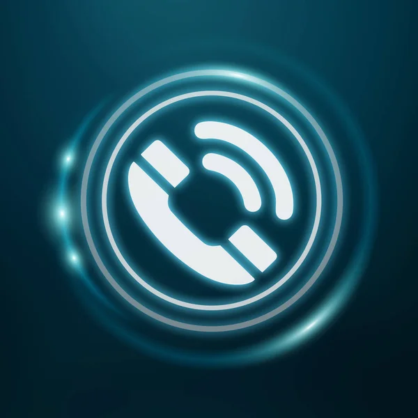 Vit och glödande blå telefon ikonen 3d-rendering — Stockfoto
