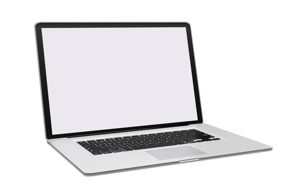 Laptop metálico moderno no fundo branco 3D renderização — Fotografia de Stock