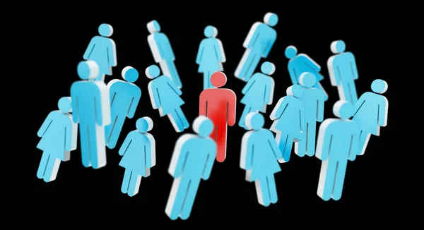 Vit och blå grupp människor ikonen 3d-rendering — Stockfoto