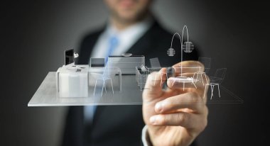 Businessmank beyaz 3d çizim işleme daire planı