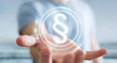 Yasalara koruma sağ 3d rendering kullanarak iş adamı