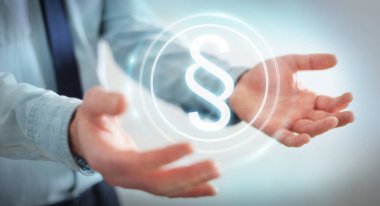 Yasalara koruma sağ 3d rendering kullanarak iş adamı