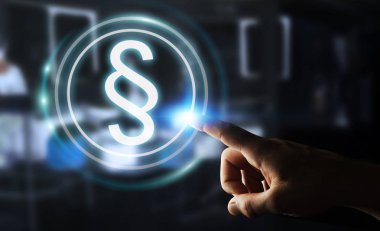 Yasalara koruma sağ 3d rendering kullanarak iş adamı