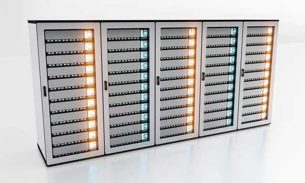 White Server Raum Rechenzentrum Speicher 3D-Rendering — Stockfoto