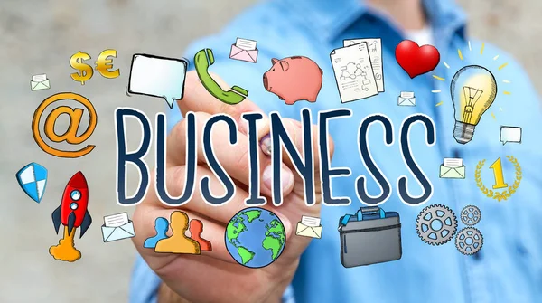 Businessman drawing hand-drawn business presentation — Stock Photo, Image
