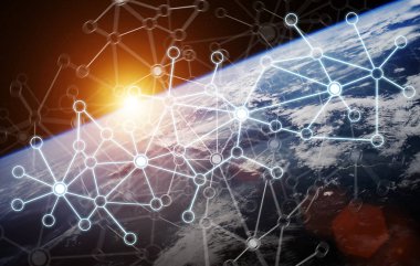 Veri değişimi ve küresel ağ üzerinden dünya 3d render