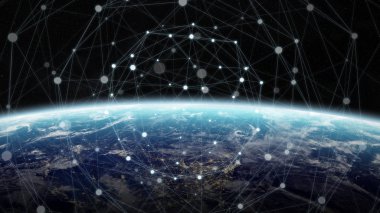 Veri değişimi ve küresel ağ üzerinden dünya 3d render