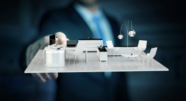 Beyaz dokunmadan işadamı 3d render daire