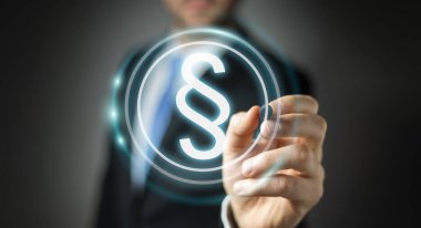 Yasalara koruma sağ 3d rendering kullanarak iş adamı