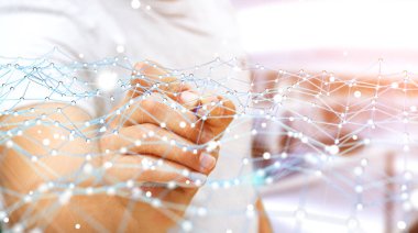 Uçan ağ nokta 3d render dokunmadan işadamı