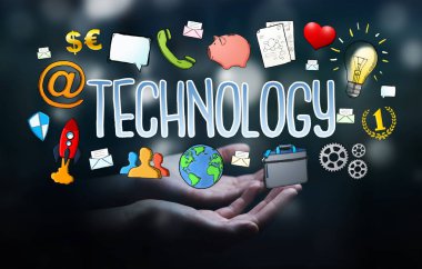 Multimedya teknolojisinin çizilmiş presentatio kullanarak iş kadını