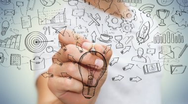 El yazması proje sunumu kalemle çizim işadamı