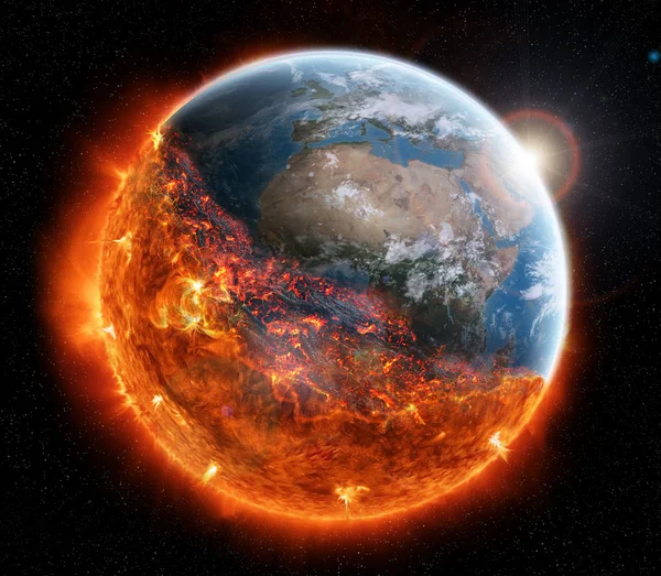 The end of planet Earth 3D rendering elements of this image furn — Stock Photo, Image