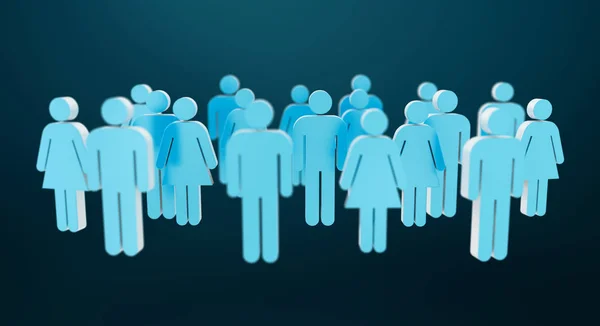 Icône groupe de personnes blanc et bleu rendu 3D — Photo
