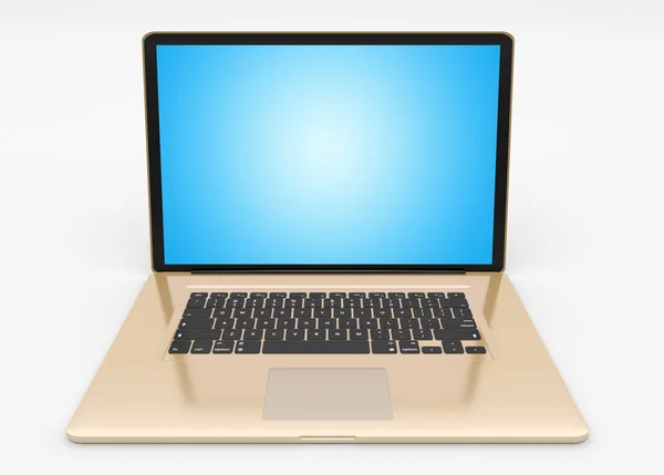 Modern gold laptop on white background 3D rendering — Stock Photo, Image