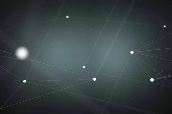 Flytande vit och blå glödande dot nätverk 3d rendering — Stockfoto