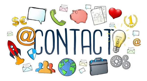 Manuscript e-mail contact text with icons — Stock Photo, Image
