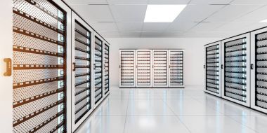 Beyaz sunucu Oda veri depolama 3d işleme merkezi