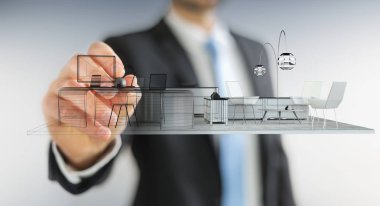 Businessmank beyaz 3d çizim işleme daire planı