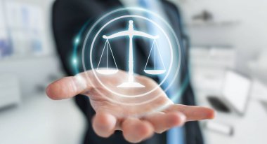 Yasalara koruma sağ 3d rendering kullanarak iş adamı