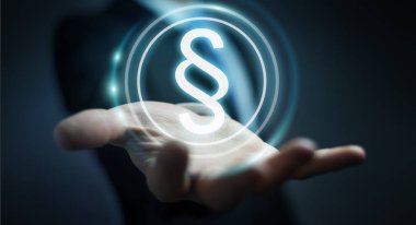 Yasalara koruma sağ 3d rendering kullanarak iş adamı