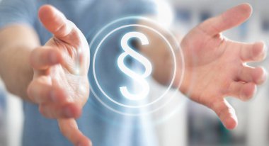 Yasalara koruma sağ 3d rendering kullanarak iş adamı