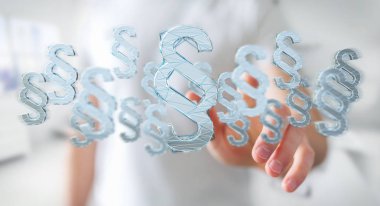 Yasalara koruma sağ 3d rendering kullanarak iş adamı