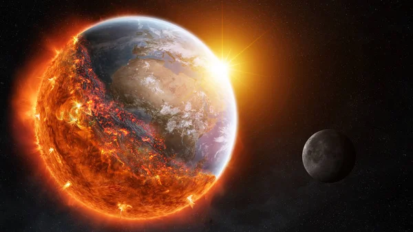 Het einde van de planeet aarde 3d weergave-elementen van deze afbeelding furn — Stockfoto