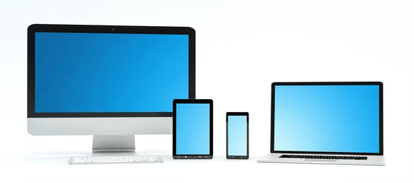 Modern dator laptop mobiltelefon och surfplatta 3d-rendering — Stockfoto
