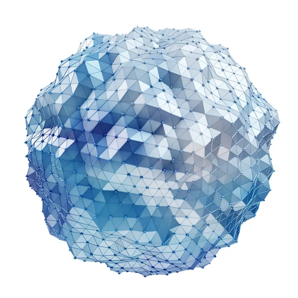 Flottant blanc et bleu brillant réseau de sphères rendu 3D — Photo