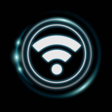 Beyaz ve parlak mavi wifi simgesini 3B oluşturma
