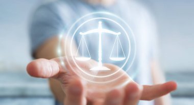 Yasalara koruma sağ 3d rendering kullanarak iş adamı