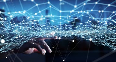 Uçan ağ nokta 3d render dokunmadan işadamı