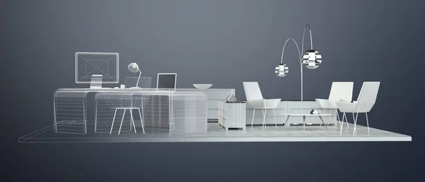 3D rendering office plan — Stock Photo, Image
