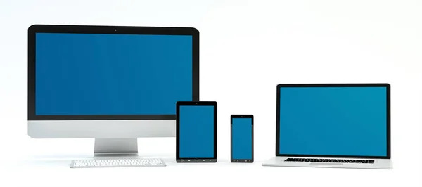 Modern dator laptop mobiltelefon och surfplatta 3d-rendering — Stockfoto